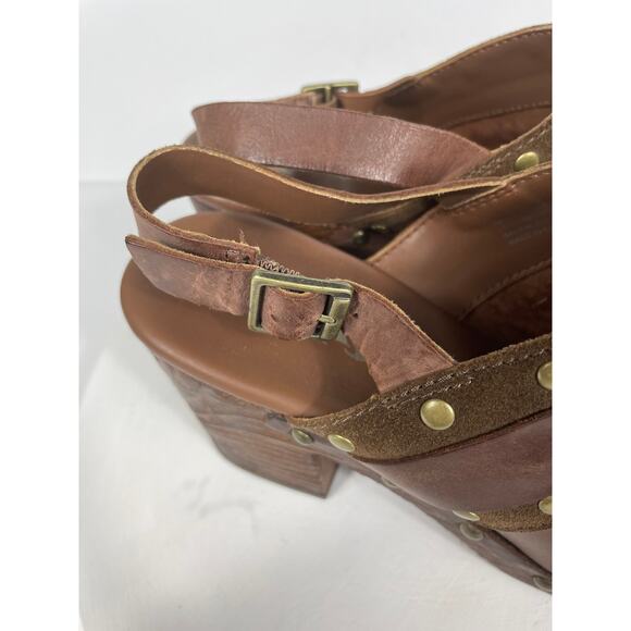 orks Women's Brown Leather Clog Heel Size 8M Q42923 - Picture 8 of 9